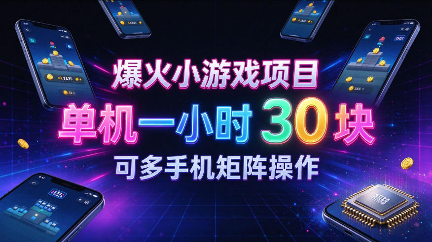 爆火小游戏撸金项目，实测单机一小时30+，可多手机矩阵操作，新手看完一遍就能上手【揭秘】-梦清研习社