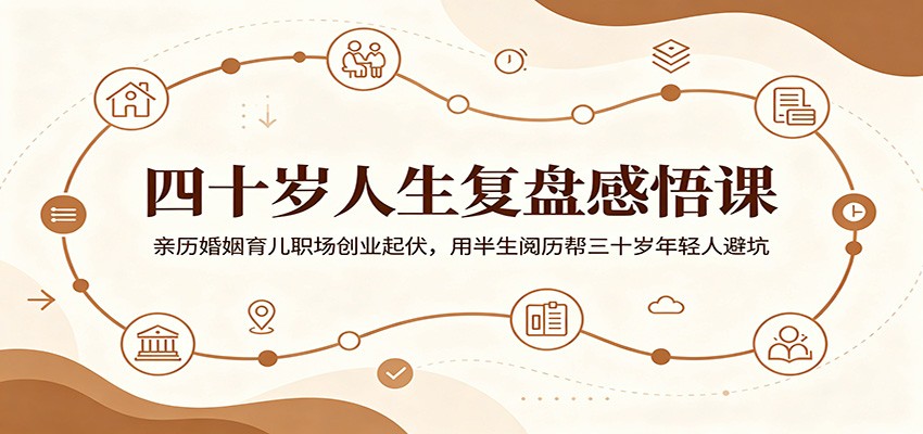 四十岁人生复盘感悟课：亲历婚姻育儿职场创业起伏，用半生阅历帮三十岁年轻人避坑-梦清研习社