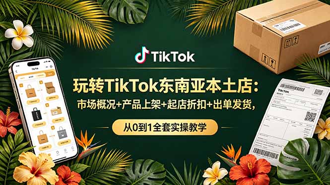 玩转TikTok东南亚本土店：市场概况+产品上架+起店折扣+出单发货，从0到1全套实操教学-梦清研习社