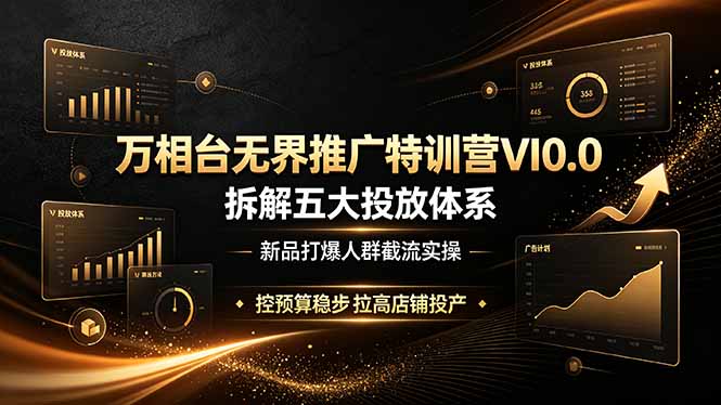 万相台无界推广特训营VI0.0，拆解五大投放体系，新品打爆人群截流实操，控预算稳步拉高店铺投产-梦清研习社