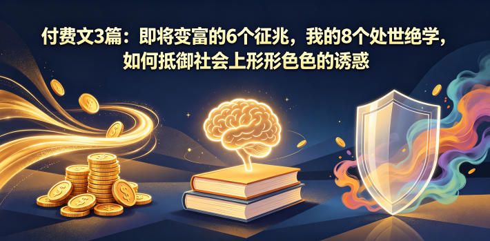 付费文3篇：即将变富的6个征兆，我的8个处世绝学，如何抵御社会上形形色色的诱惑-梦清研习社