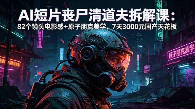 AI短片《丧尸清道夫》拆解课：82个镜头电影感+原子朋克美学，7天3000元国产天花板-梦清研习社