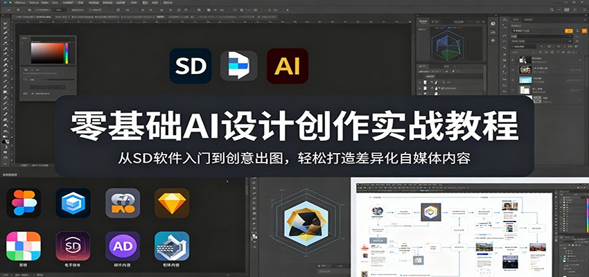 零基础AI设计创作实战教程：从SD软件入门到创意出图，轻松打造差异化自媒体内容-梦清研习社