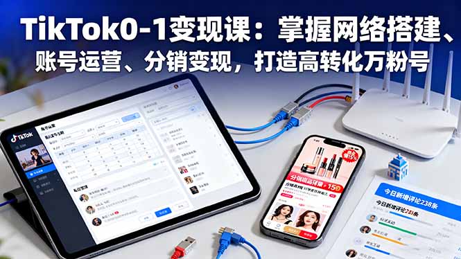 TikTok0-1变现课:掌握网络搭建、账号运营、分销变现,打造高转化万粉号-梦清研习社