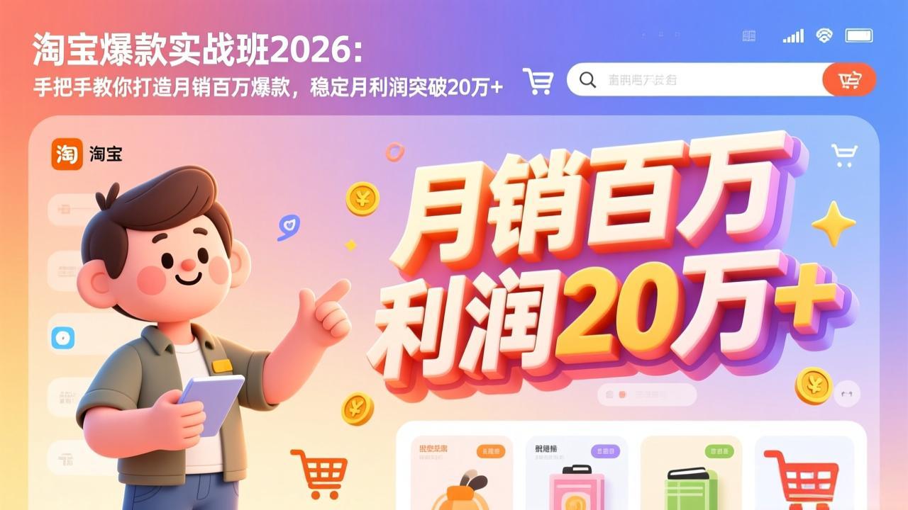 淘宝爆款实战班-2026年3月更新：手把手教你打造月销百万爆款，稳定月利润突破20万+-梦清研习社