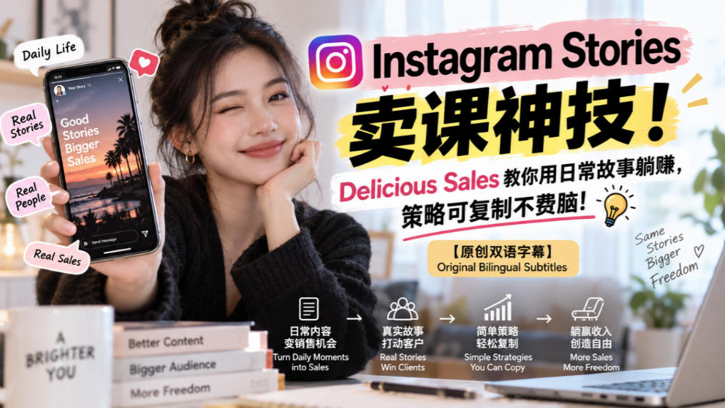 Instagram Stories卖课神技!Delicious Sales教你用日常故事躺賺,策略可复制不费脑!【原创双语字幕】