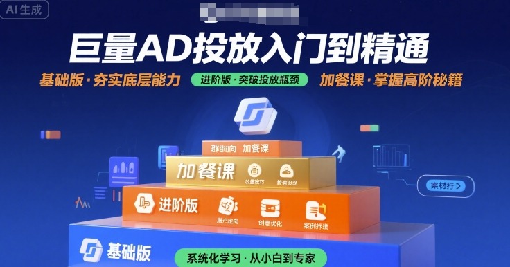 巨量AD投放入门到精通,基础版+进阶版+加餐课-梦清研习社