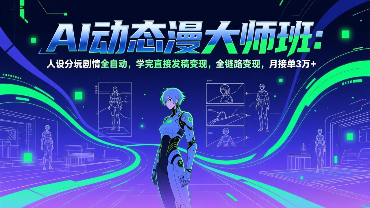 AI动态漫剧大师班:人设分镜剧情全自动,学完直接发稿变现,全链路变现,月接单3万+-梦清研习社