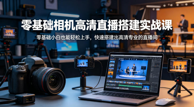零基础相机高清直播间搭建实战课，小白也能轻松上手，快速搭建出高清专业的直播间-梦清研习社