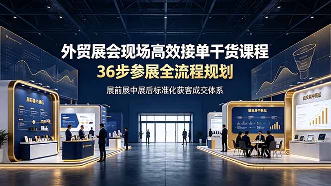 外贸展会现场高效接单干货课程，36步参展全流程规划，展前展中展后标准化获客成交体系-梦清研习社