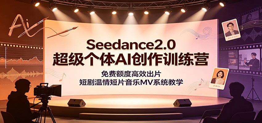 Seedance2.0超级个体AI创作训练营:免费额度高效出片,短剧温情短片音乐MV系统教学-梦清研习社