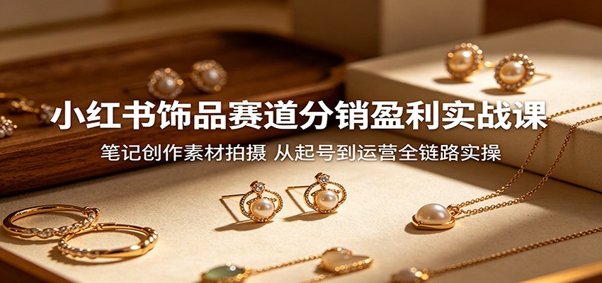 小红书饰品赛道分销盈利实战课：笔记创作素材拍摄，从起号到运营全链路实操-梦清研习社