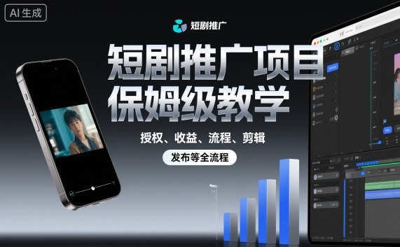 短剧推广项目保姆级教学，授权、收益、流程、剪辑，发布等全流程-梦清研习社