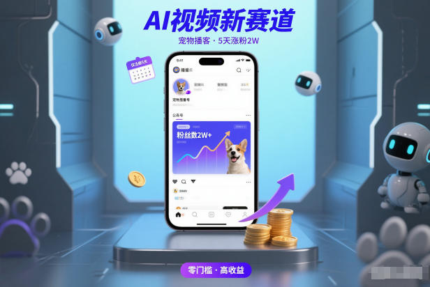 AI视频新赛道，宠物播客仅注册5天涨粉2W，收益非常可观-梦清研习社