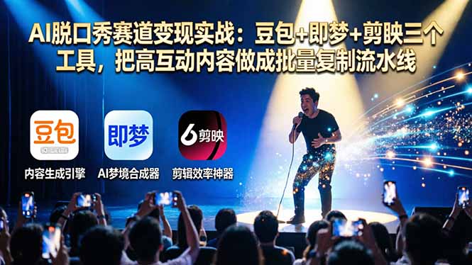 AI脱口秀赛道变现实战：豆包+即梦+剪映三个工具，把高互动内容做成批量复制流水线-梦清研习社