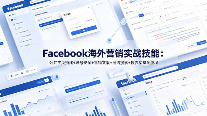 Facebook海外营销实战技能：公共主页搭建+账号安全+营销文案+图谱搜索+投流实操全流程-梦清研习社