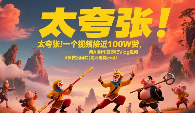 太夸张！一个视频接近100W赞，用AI制作西游记Vlog视频，全流程拆解来了(附万能提示词)-梦清研习社