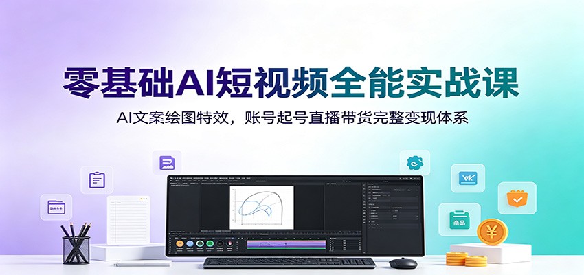 零基础AI短视频全能实战课：AI文案绘图特效，账号起号直播带货完整变现体系-梦清研习社