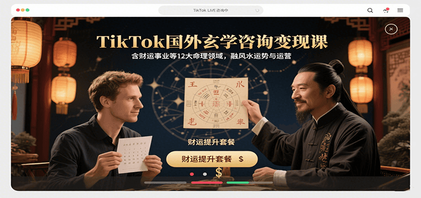TikTok国外玄学咨询变现课，含财运事业等12大命理领域，融风水运势与运营-梦清研习社