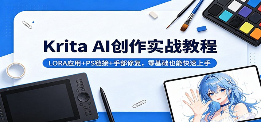 Krita AI创作实战教程：LORA应用+PS链接+手部修复，零基础也能快速上手-梦清研习社