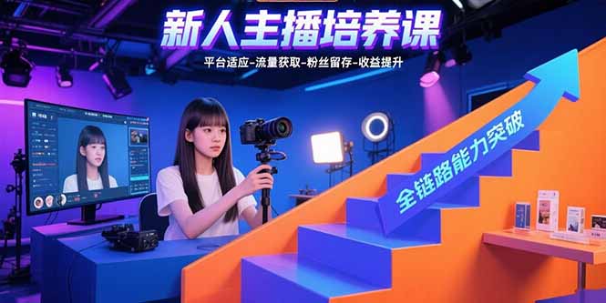 新人主播培养课：平台适应-流量获取-粉丝留存-收益提升 全链路能力突破-梦清研习社