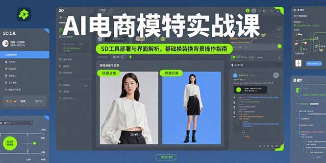 AI电商模特实战课，SD工具部署与界面解析，基础换装换背景操作指南-梦清研习社