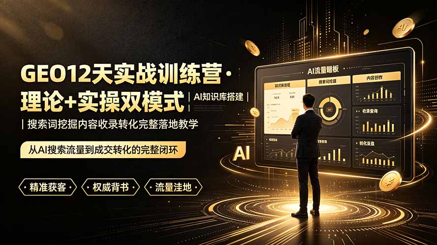 GEO12天实战训练营·理论+实操双模式｜AI知识库搭建｜搜索词挖掘内容收录转化完整落地教学-梦清研习社