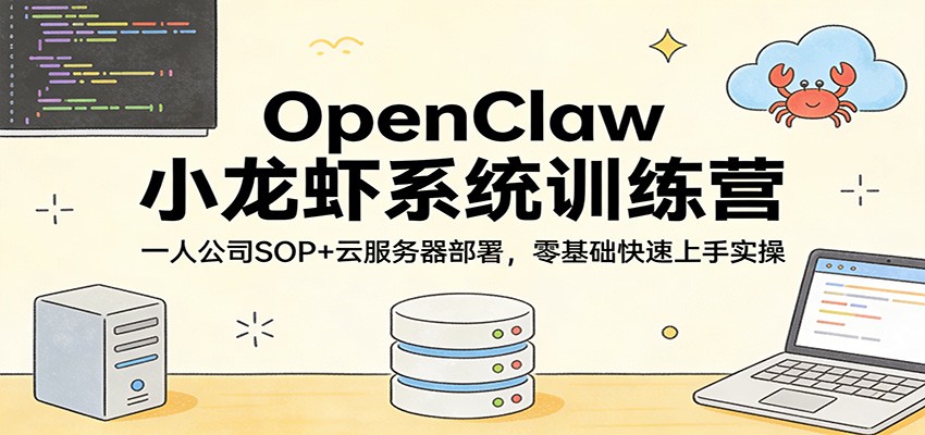 OpenClaw小龙虾系统训练营：一人公司SOP，云服务器部署，零基础快速上手实操-梦清研习社