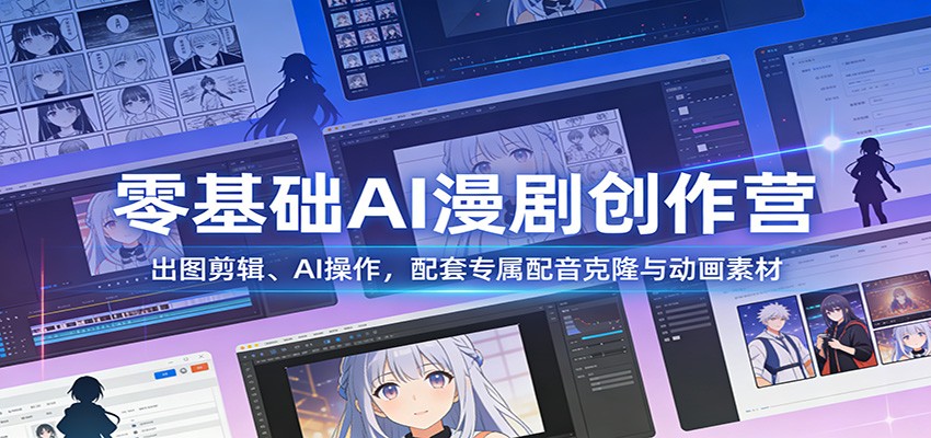 零基础AI漫剧创作营:出图剪辑、AI操作,配套专属配音克隆与动画素材-梦清研习社