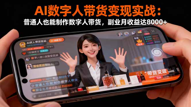 AI数字人带货变现实战：普通人也能制作数字人带货，副业月收益达8000+-梦清研习社