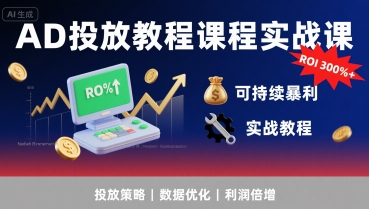 AD投放教程课程实战课,实现广告ROI300%+可持续暴利-梦清研习社