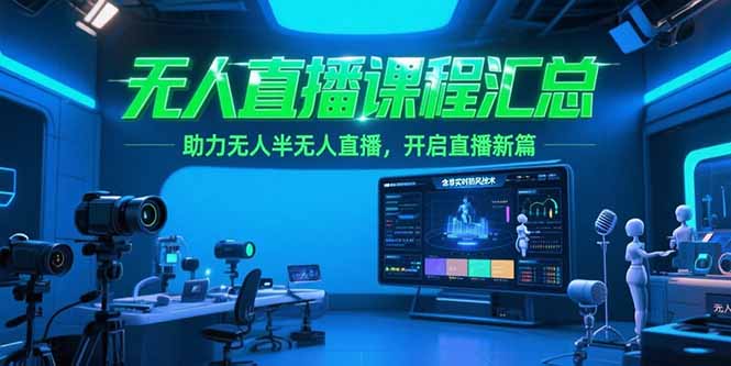 无人直播课程汇总,含非实时防风技术,助力无人半无人直播,开启直播新篇-梦清研习社