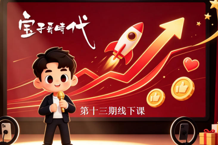宝子哥抖音直播第13期VIP线下课9月5-6日，26年最值得看的直播课程，快速突破直播间流量瓶颈，打造高效起号闭环-梦清研习社