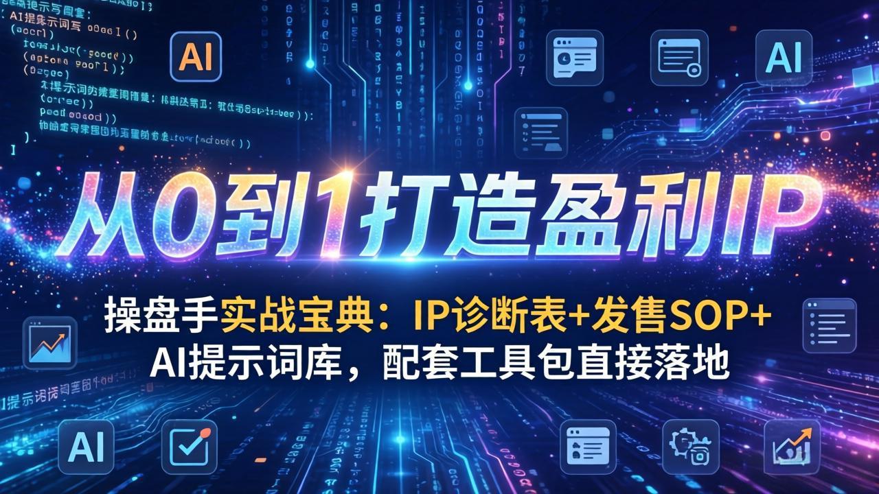 操盘手实战宝典:IP诊断表+发售SOP+AI提示词库,配套工具包直接落地,从0到1打造盈利IP-梦清研习社