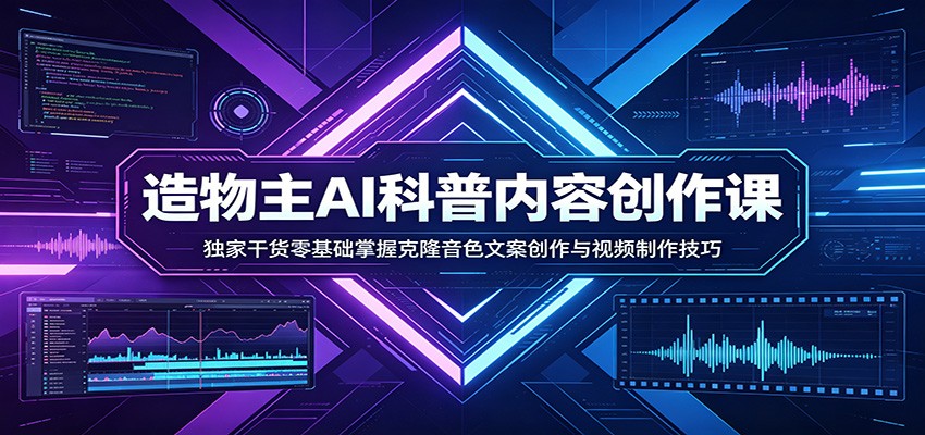 AI科普内容创作课：独家干货零基础掌握克隆音色文案创作与视频制作技巧-梦清研习社