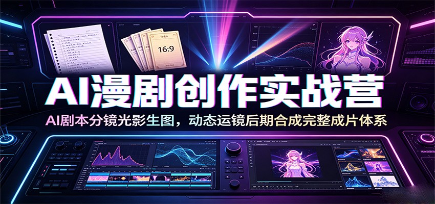 AI漫剧创作实战营：AI剧本分镜光影生图，动态运镜后期合成完整成片体系-梦清研习社