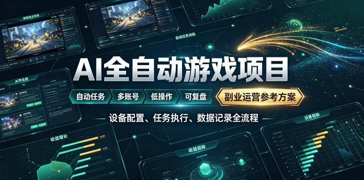 AI全自动游戏躺賺副业：日入几百，稳定运行三年的项目！【揭秘】-梦清研习社