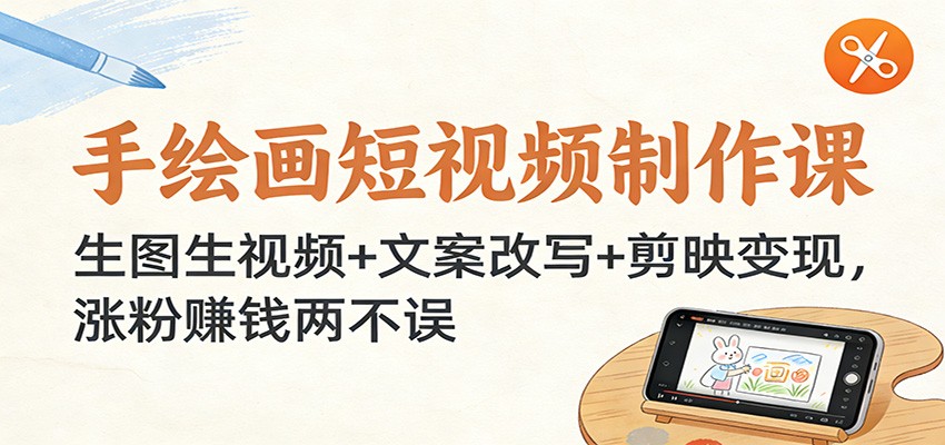 手绘画短视频制作课：生图生视频+文案改写+剪映变现，涨粉赚钱两不误-梦清研习社