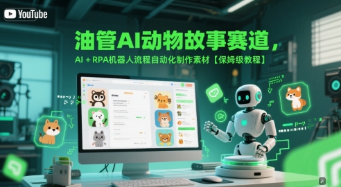 油管AI动物故事赛道,AI+RPA机器人流程自动化制作素材【保姆级教程】-梦清研习社