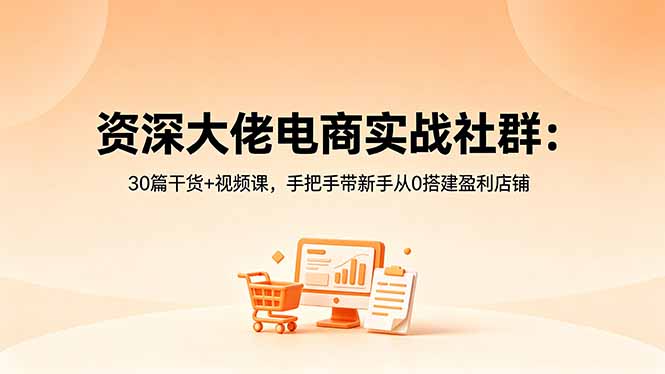 资深大佬电商实战社群：30篇干货+视频课，手把手带新手从0搭建盈利店铺-梦清研习社