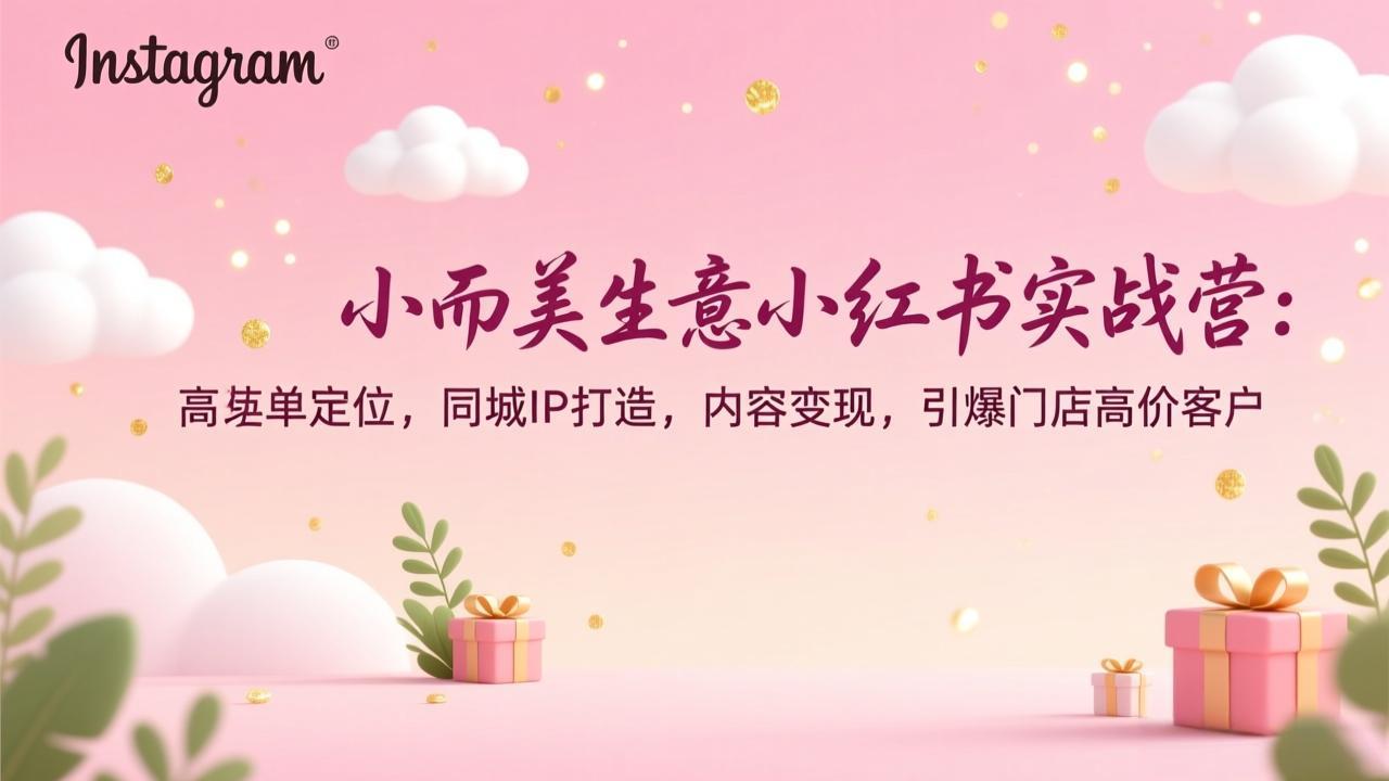 小而美生意小红书实战营:高客单定位,同城IP打造,内容变现,引爆门店高价客户-梦清研习社