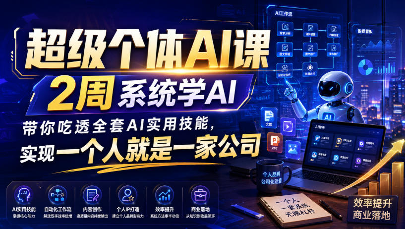 超级个体AI课，2周系统学AI，带你吃透全套AI实用技能，实现一个人就是一家公司-梦清研习社
