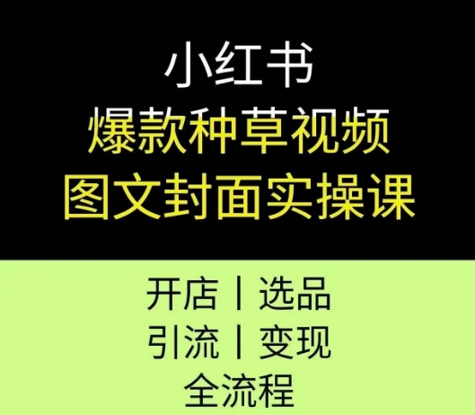 小红书爆款种草视频图文封面实操课,开店、选品、引流、变现全流程-梦清研习社