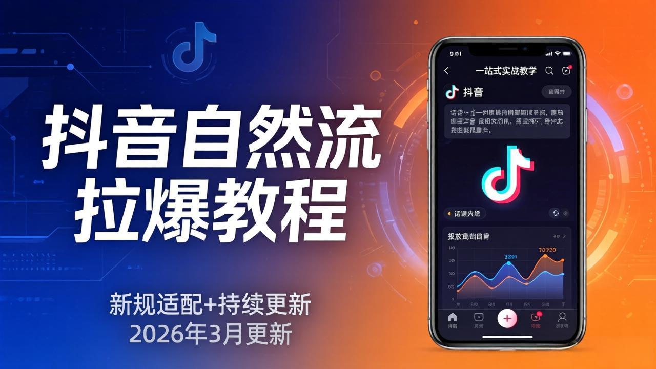 抖音自然流拉爆教程：新规适配+持续更新，话术+投放+起号一站式实战教学(更新26年3月-梦清研习社