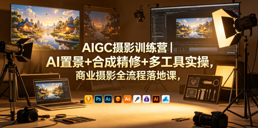 AIGC摄影训练营｜AI置景+合成精修+多工具实操，商业摄影全流程落地课-梦清研习社