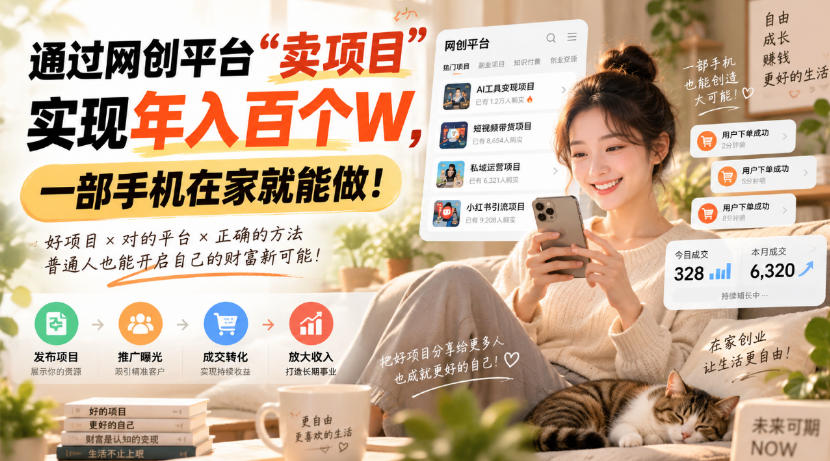 靠卖网创项目变现,一年拿下百万收益!一台手机就能操作!-梦清研习社