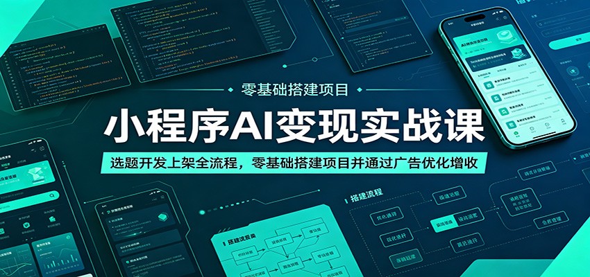 小程序AI变现实战课：选题开发上架全流程，零基础搭建项目并通过广告优化增收-梦清研习社