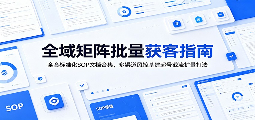 全域矩阵批量获客指南：全套标准化SOP文档合集，多渠道风控基建起号截流扩量打法-梦清研习社