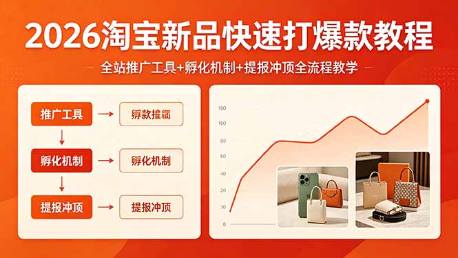 2026淘宝新品快速打爆款教程，全站推广工具+孵化机制+提报冲顶全流程教学-梦清研习社