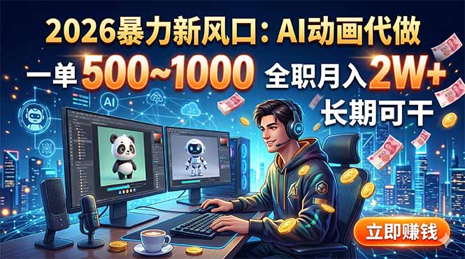 2026暴力新风口：AI动画代做，一单500~1000，全职月入2W+，长期可干-梦清研习社